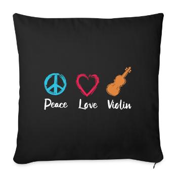 Paix Amour Violon - Housse de coussin décorative 45 x 45 cm - noir - Devant