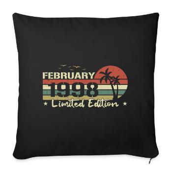 millésime de février 26e anniversaire né 1998 vibe - Housse de coussin décorative 45 x 45 cm - noir - Devant