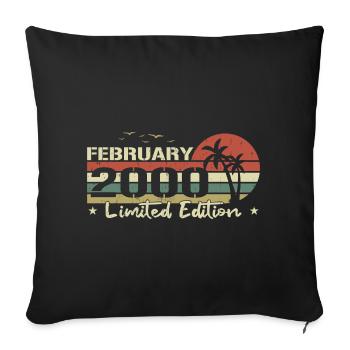 February Vintage 24th Anniversary Born 2000 Vibe - Sofa pillowcase 17,3'' x 17,3'' (45 x 45 cm) - black - Front