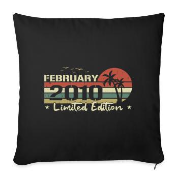 February vintage 14th birthday born 2010 vibe - Sofa pillowcase 17,3'' x 17,3'' (45 x 45 cm) - black - Front
