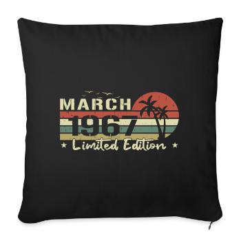 Vintage March 57th Anniversary Born 1967 Vibe - Sofa pillowcase 17,3'' x 17,3'' (45 x 45 cm) - black - Front