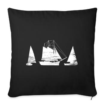 Voilier - Housse de coussin décorative 45 x 45 cm - noir - Devant