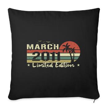 millésime de mars 13e anniversaire né 2011 vibe - Housse de coussin décorative 45 x 45 cm - noir - Devant