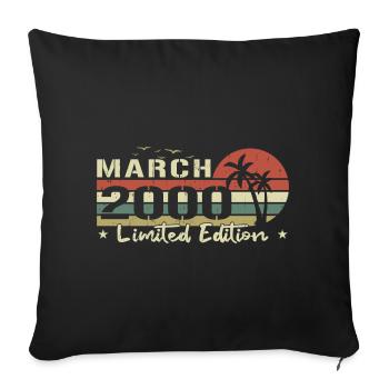 Vintage March 24th Anniversary Born 2000 Vibe - Sofa pillowcase 17,3'' x 17,3'' (45 x 45 cm) - black - Front