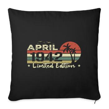 Vintage April 82nd Birthday Born 1942 Vibe - Sofa pillowcase 17,3'' x 17,3'' (45 x 45 cm) - black - Front