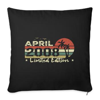 April 16th Anniversary Vintage Born 2008 Vibe - Sofa pillowcase 17,3'' x 17,3'' (45 x 45 cm) - black - Front