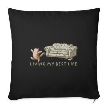 chat griffe le canapé vie sa meilleure vie - Housse de coussin décorative 45 x 45 cm - noir - Devant
