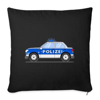 Voiture de police en bleu et argent - Housse de coussin décorative 45 x 45 cm - noir - Devant
