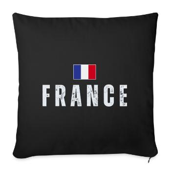 Drapeau de la France, fierté française - Housse de coussin décorative 45 x 45 cm - noir - Devant