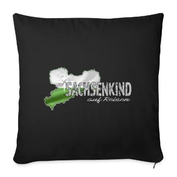 Sachsenkind auf Reisen - Sachsen - Dialekt Urlaub - Sofakissenbezug 45 x 45 cm - Schwarz - Vorne