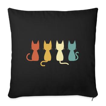 Minimalist Colorful Retro Cat Lover Gift - Sofa pillowcase 17,3'' x 17,3'' (45 x 45 cm) - black - Front