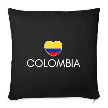 Cœur avec le drapeau colombien, j’aime la Colombie - Housse de coussin décorative 45 x 45 cm - noir - Devant
