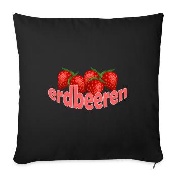 Fraises - Housse de coussin décorative 45 x 45 cm - noir - Devant