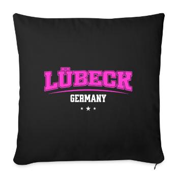 Lübeck Germany Retro Neon Logo Print - Sofa pillowcase 17,3'' x 17,3'' (45 x 45 cm) - black - Front