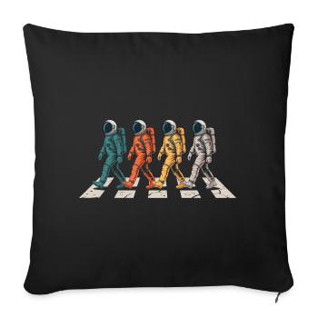 T-shirt de voyage spatial avec défilé des astronautes - Housse de coussin décorative 45 x 45 cm - noir - Devant