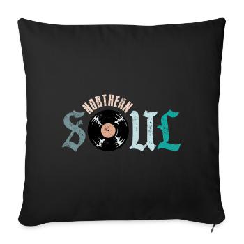 Vinyle de musique soul du Nord - Housse de coussin décorative 45 x 45 cm - noir - Devant