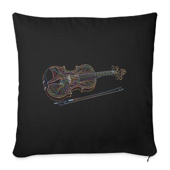 Instrument de musique de violon Dessin d’art Gravure - Housse de coussin décorative 45 x 45 cm - noir - Devant