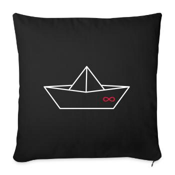 Origami Paper Boat with Infinity Sign - Sofa pillowcase 17,3'' x 17,3'' (45 x 45 cm) - black - Front
