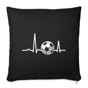 Fußball Herzschlag EKG Linie Fußballfan Geschenk - Sofakissenbezug 45 x 45 cm - Schwarz - Vorne