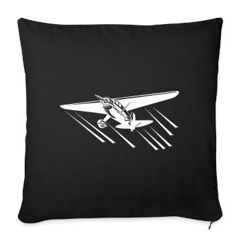 Umriss Sport Flugzeug - Sofakissenbezug 45 x 45 cm - Schwarz - Vorne