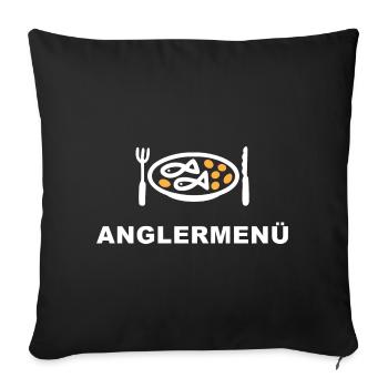 Fisch Kartoffeln - Angler Anglermenü - Sofakissenbezug 45 x 45 cm - Schwarz - Vorne