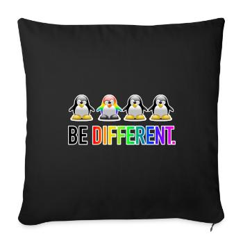 Être différent LGBT Penguin Gay Pride CSD Cartoon - Housse de coussin décorative 45 x 45 cm - noir - Devant