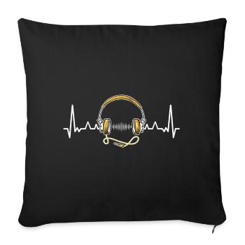 Music headphones pulse - Sofa pillowcase 17,3'' x 17,3'' (45 x 45 cm) - black - Front