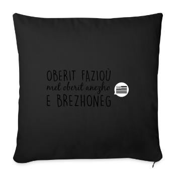 Bretagne - Oberit fazioù e brezhoneg - Housse de coussin décorative 45 x 45 cm - noir - Devant