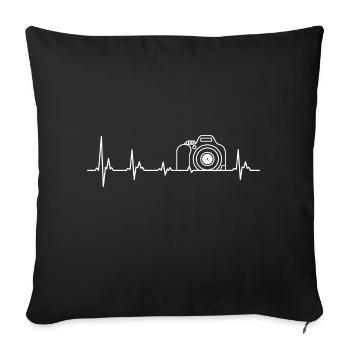 My heart beats for photography - Sofa pillowcase 17,3'' x 17,3'' (45 x 45 cm) - black - Front