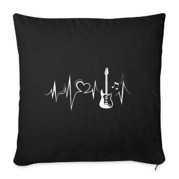 e-gitarre Herzschlag Musik Liebe Gitarrist Herz - Sofakissenbezug 45 x 45 cm - Schwarz - Vorne