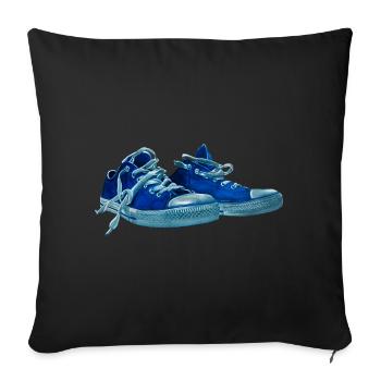 Imprimé bleu de basket - Housse de coussin décorative 45 x 45 cm - noir - Devant