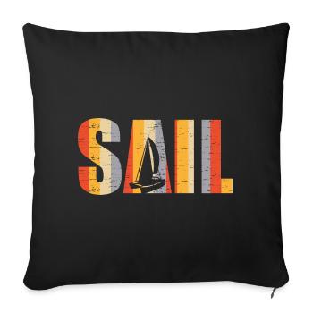 Voilier Catamaran Rétro - Housse de coussin décorative 45 x 45 cm - noir - Devant