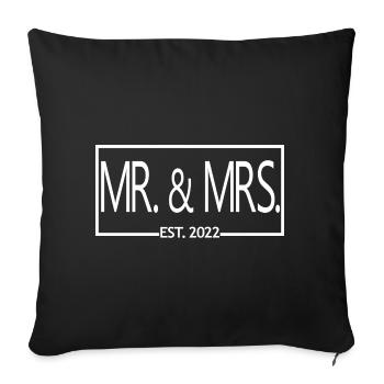 Mr. & Mrs. Est. 2022 - Men & Women Wedding Gift - Sofa pillowcase 17,3'' x 17,3'' (45 x 45 cm) - black - Front