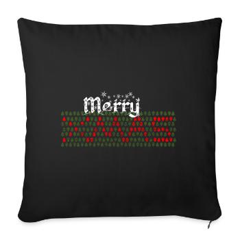 Frohe Weihnachten Tannenbäume - Sofakissenbezug 45 x 45 cm - Schwarz - Vorne