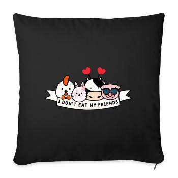 Friends no food Herbivore Vegan Animal Love - Sofa pillowcase 17,3'' x 17,3'' (45 x 45 cm) - black - Front
