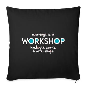 Workshop (dark) - Sofa pillowcase 17,3'' x 17,3'' (45 x 45 cm) - black - Front