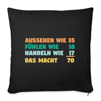 Siebzig Siebzigster 70 Jahre Geburtstag - Sofakissenbezug 45 x 45 cm - Schwarz - Vorne