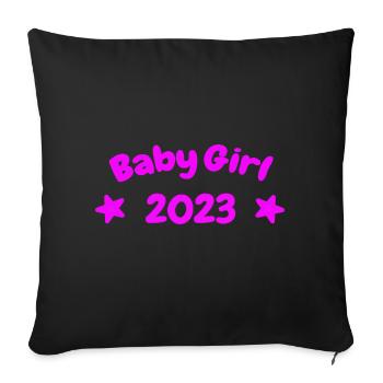 Baby Girl 2023 Design - Housse de coussin décorative 45 x 45 cm - noir - Devant