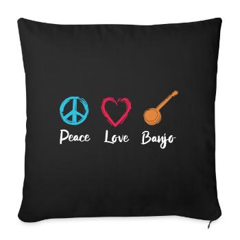Peace Love Banjo - Sofa pillowcase 17,3'' x 17,3'' (45 x 45 cm) - black - Front