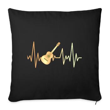 Guitare Électrique et Cadence Cardiaque - Housse de coussin décorative 45 x 45 cm - noir - Devant