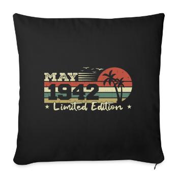 Vintage May 82nd Birthday Born 1942 Vibe - Sofa pillowcase 17,3'' x 17,3'' (45 x 45 cm) - black - Front
