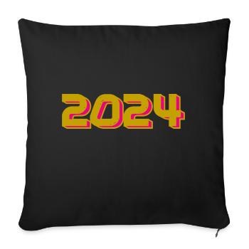 2024. ANNEE. BONNE ANNEE. SAINT SYLVESTRE - Housse de coussin décorative 45 x 45 cm - noir - Devant
