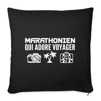 Voyageurs & Marathoniens : Passion & Découverte - Housse de coussin décorative 45 x 45 cm - noir - Devant