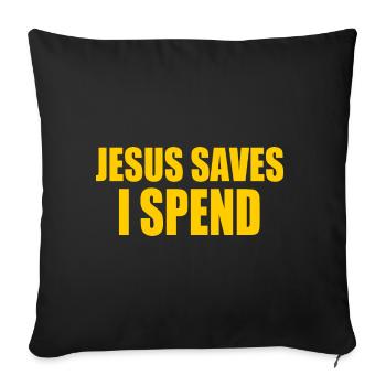 jesus saves i spend - Housse de coussin décorative 45 x 45 cm - noir - Devant