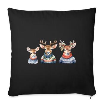 Winter Deer Sweater Trio - Sofa pillowcase 17,3'' x 17,3'' (45 x 45 cm) - black - Front