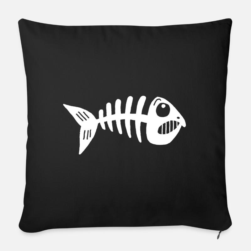Fisch-Skelett - Sofakissenbezug 45 x 45 cm - Schwarz