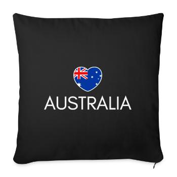 Cœur avec drapeau australien, j’aime l’Australie - Housse de coussin décorative 45 x 45 cm - noir - Devant