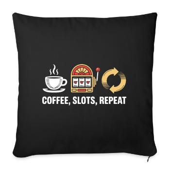 Machines à sous à café Jeux de casino répétés - Housse de coussin décorative 45 x 45 cm - noir - Devant