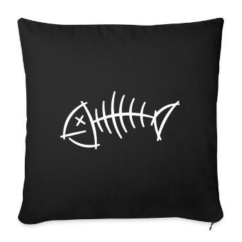 Croquis à chevrons – Motif squelette minimaliste - Housse de coussin décorative 45 x 45 cm - noir - Devant