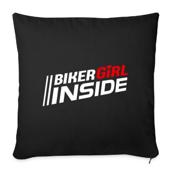 Biker Girl à l’intérieur des lettres (les couleurs peuvent être changées) - Housse de coussin décorative 45 x 45 cm - noir - Devant